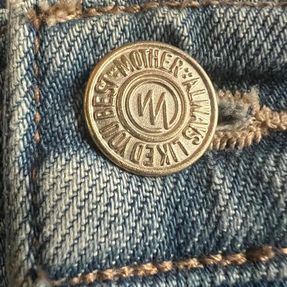 Mother Superior The Vagabond Mini Fray Denim Skirt Destroyed Bills Sz 28 - Picture 7 of 10